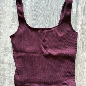 Dynamite Burgundy Fitted Ribbed Tank Top